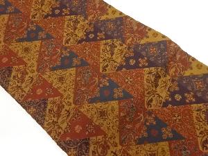 花唐草・華紋に幾何学模様織出し名古屋帯